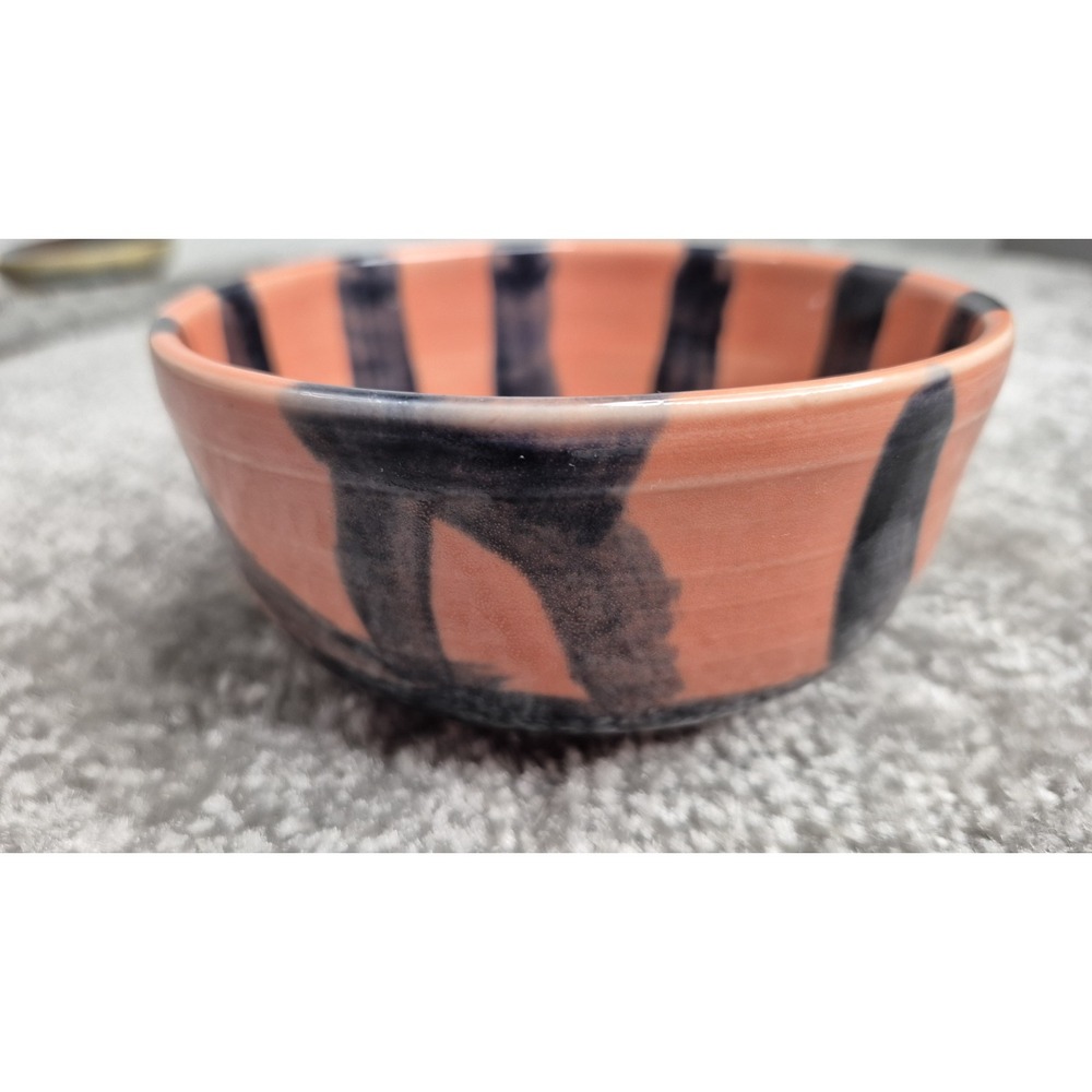 Muddy Five Studio Art Pottery Bowl Stoneware orange black Glazed Handmade‎